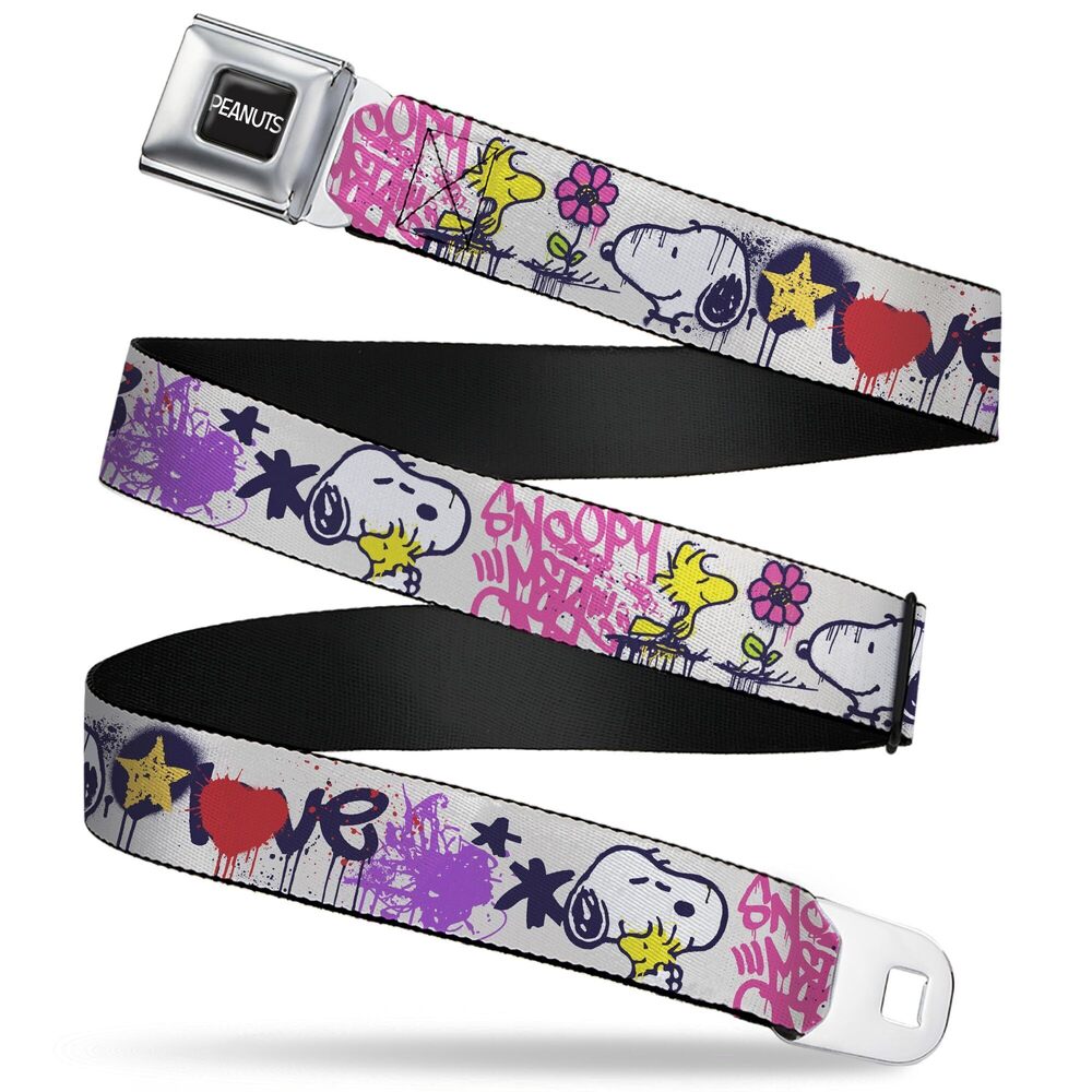 5859 Peanuts Belt, Seatbelt Buckle Belt, Peanuts Snoopy and Woodstock